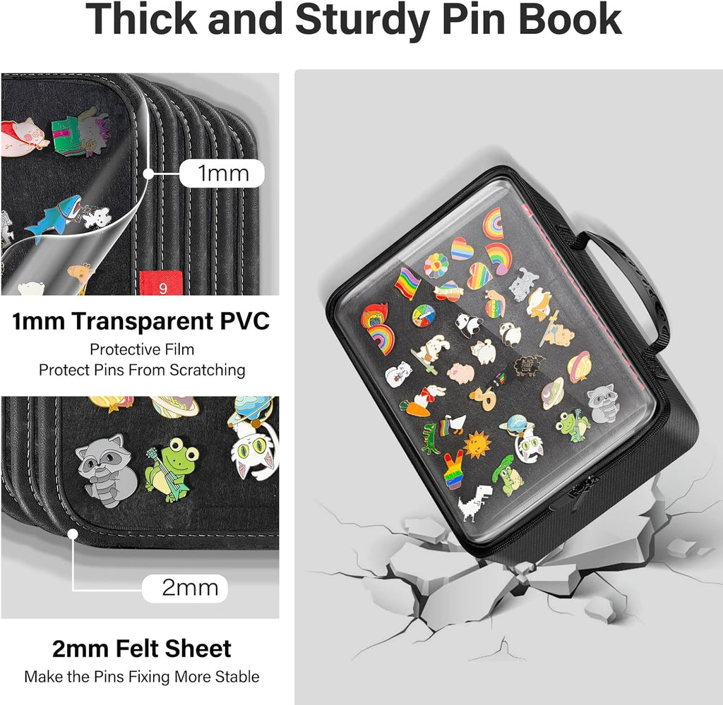 Enamel Pin Display Book, 18 Page Pin Bag For Collectors Pin Board Storage and Organization Pin Display Case For Various Sizes Of Pins, Travel Brooches, Sports Medals, Paper Clips, Earrings