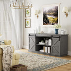 YESHOMY TV Stand for Televisions up to 65 Inches, with Sliding Barn Doors and Storage Cabinets, Console Table and Media Furniture for Living Room, 58 Inch, Gray