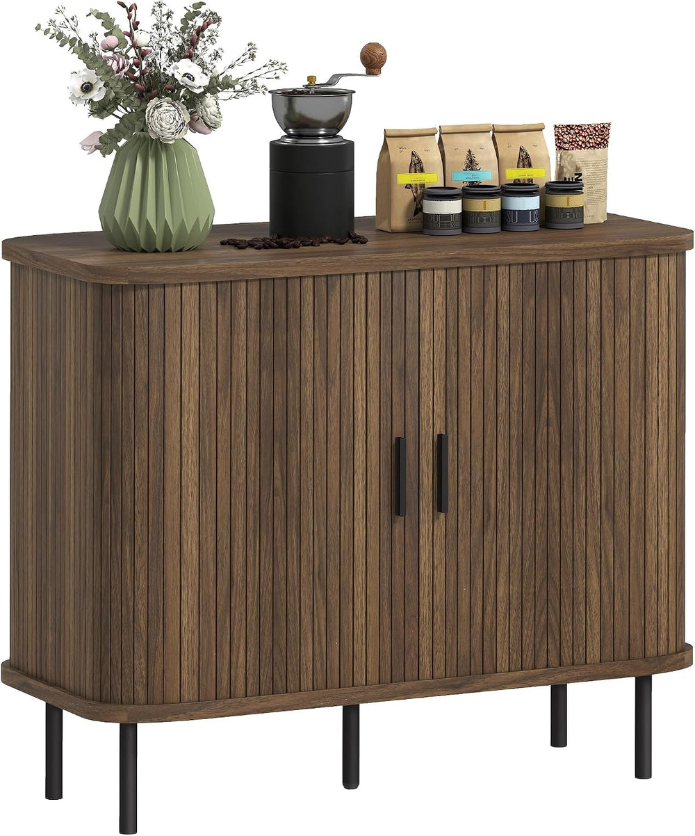 HOMCOM 35.4" Sideboard Buffet Cabinet with Storage, Nordic Coffee Bar Ca...