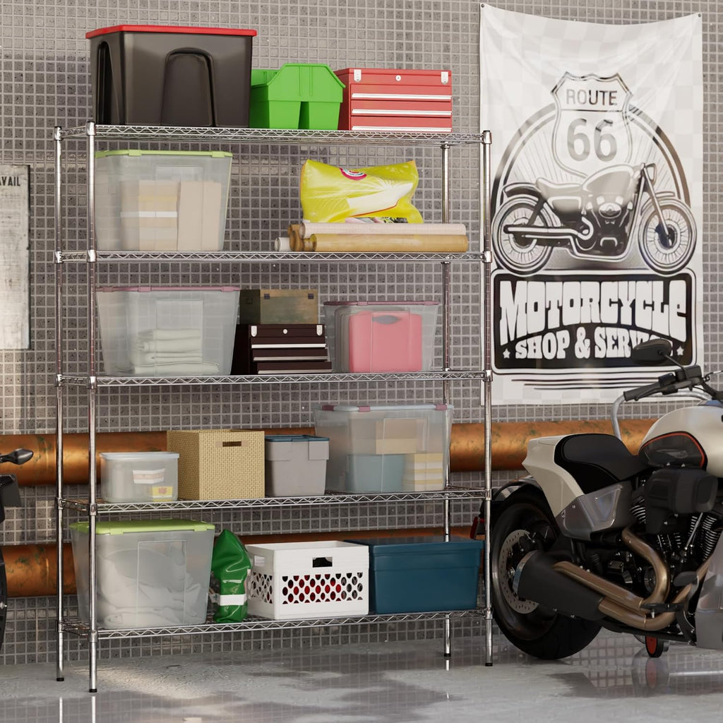 14" Deep x 60" Wide x 74" Height Wire Shelving Kit | 5-Tier | NSF Commercial Storage Rack Unit