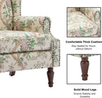 Wingback Accent Chair with Wood Legs, Bird, Set of 1 | High Back with Side Wings | Armrest Nailhead Trim | Solid Wood Frame | High-Density Foam Cushion | For Living Room & Bedroom