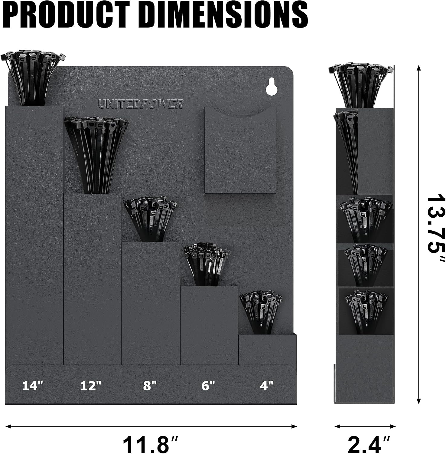 UNITEDPOWER Cable Tie Holder, Wall Mount Storage Rack Organizer for Workshop, Shed, Garage, Home, Fit Various Lengths Zip Tie
