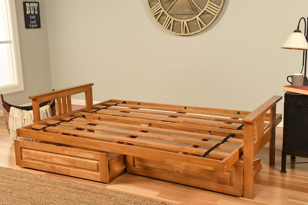 Kodiak Furniture Monterey Queen-size Futon, Storage Drawers, Butternut Finish...