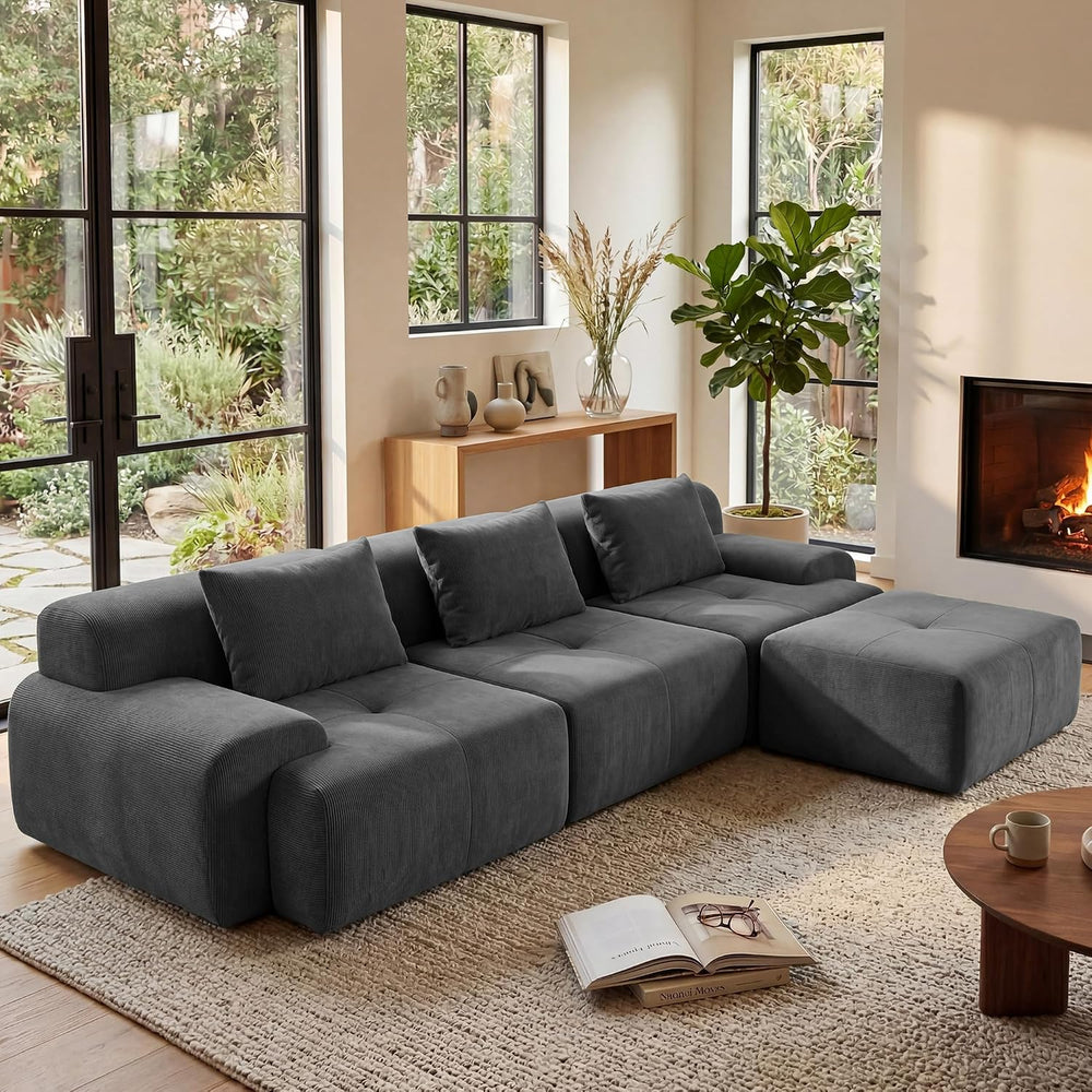 GRUSIGN 118'' Modular Sofa,Sectional Couch for Living Room | Tufted O...