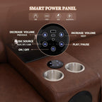 Power Recliner Sectional Sofa, L-Shaped Living Room Furniture Set, Reclining Sectional Couch with Storage Console/Cup Holder for Living Room/House/Apt (Brown, 5 Seater)