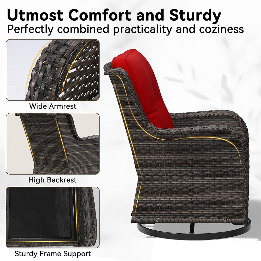 Outdoor Swivel Rocker Patio Chair - Outdoor Wicker Patio Furniture with Thick...