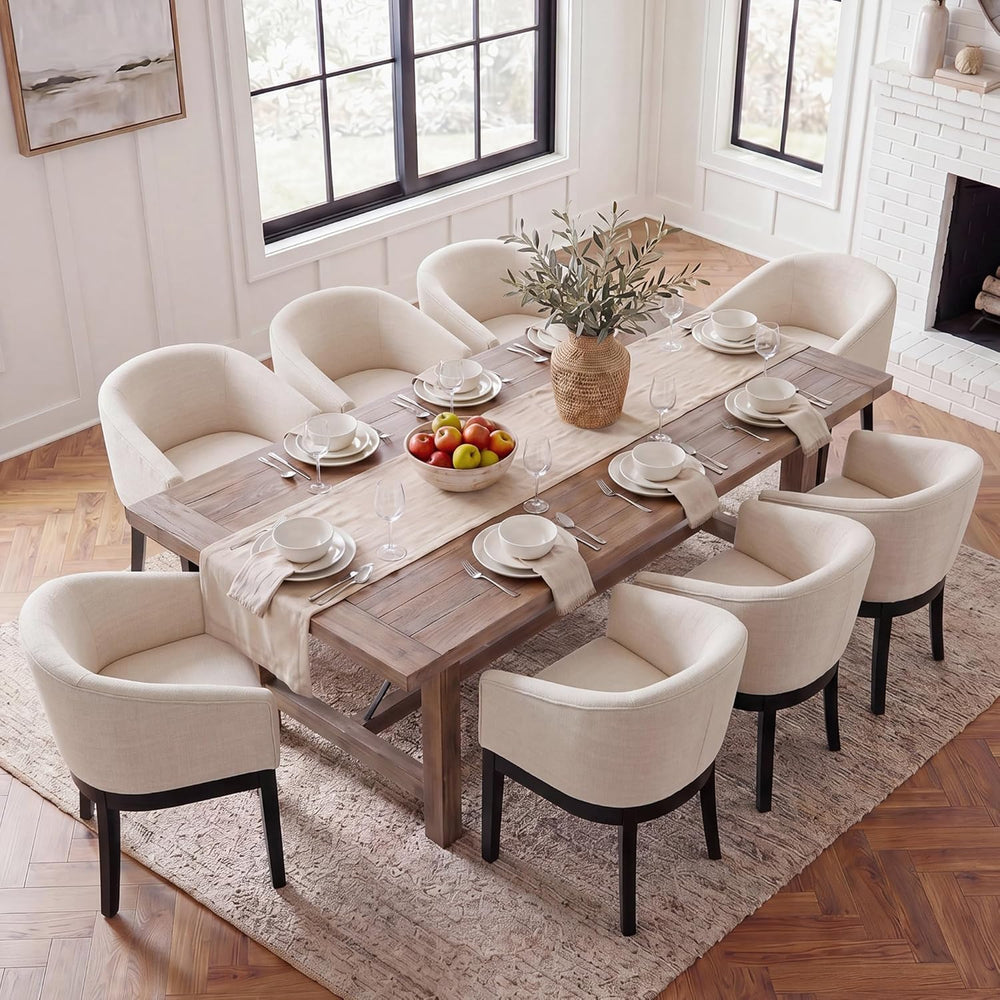 HNY Barrel Dining Chairs Set of 8, Mid Century Modern Upholstered Dining Chai...