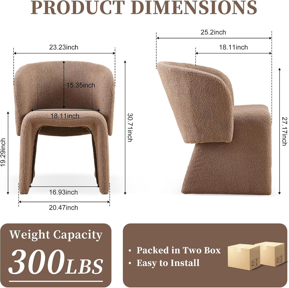 NORDICANA Barrel Dining Room Chairs with Arms, Faux Fur Accent Chairs Set of ...