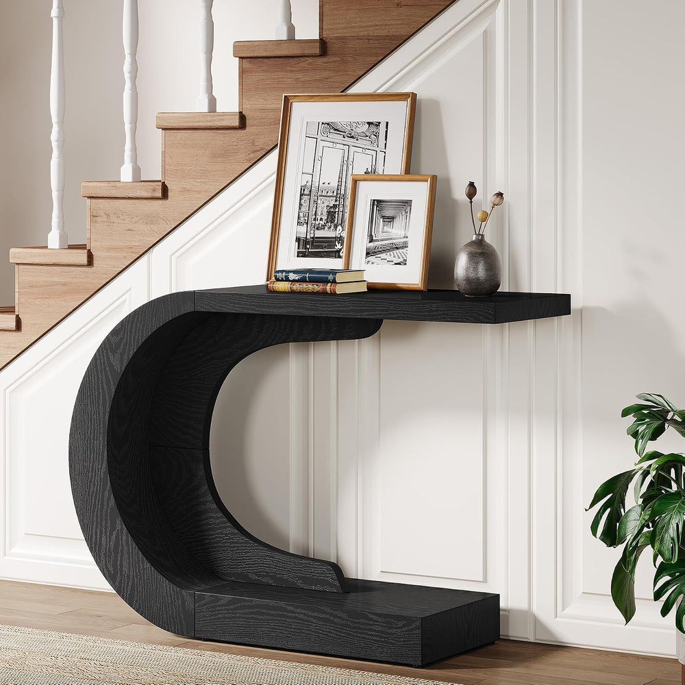 Tribesigns 43.3" Farmhouse Console Table for Entryway, Unique C-Shaped R...