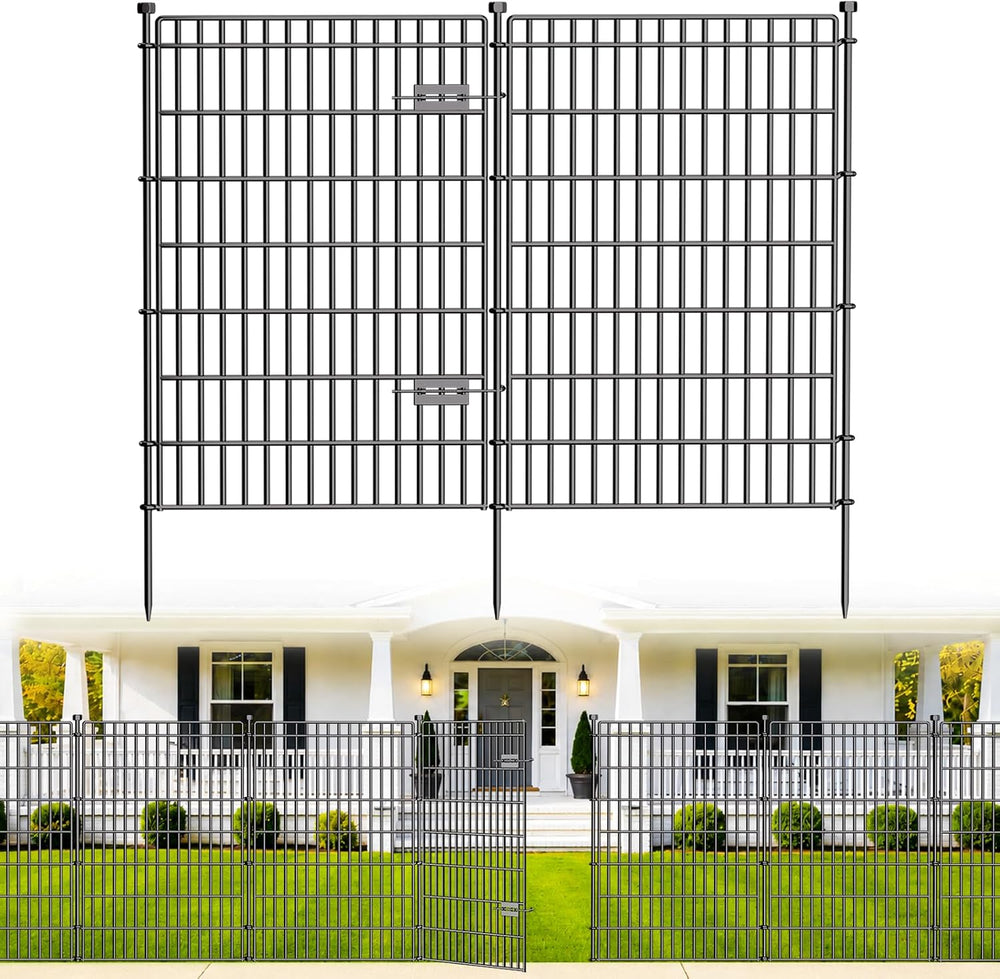 No Dig Garden Fence, Dog Fencing Outdoor for Yard, 5 Panels with Gate