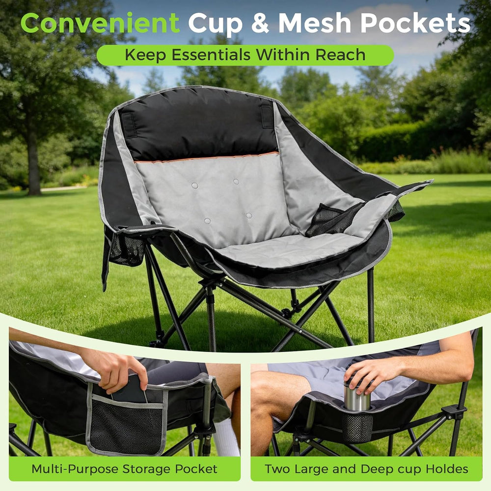 Suteck Oversized Camping Chairs for Adults - Heavy Duty Padded Camping Chair ...