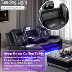 Living Room Furniture Set, Power Sectional Recliner Sofa and Chair Set with LED Light, Air Leather Electric Reclining Sofa with 5 Recliner Seats/Cup Holders/USB Port/Storage Console for Living Room