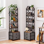 CD Storage Rack with Drawers, 5-Tier Media Organizer DVD Storage Shelf, Large Capacity for CD/DVD, Books & Games, Ideal for Living Room & Home Office, 15.7×11.8×58.7Inches
