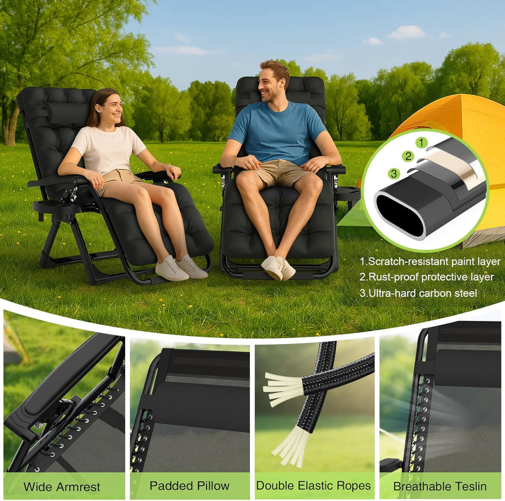 Suteck Zero Gravity Chair, Reclining Camping Lounge Chair w/Removable Cushion...