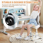 Costzon Kids Chair, Study Desk Chair with Ergonomic Double Backrest, Adjustable Seat Height & Depth, and Rotatable Footrest, Armless Kids Office Chair for Girls & Boys Aged 4-12 Years Old (Gray)