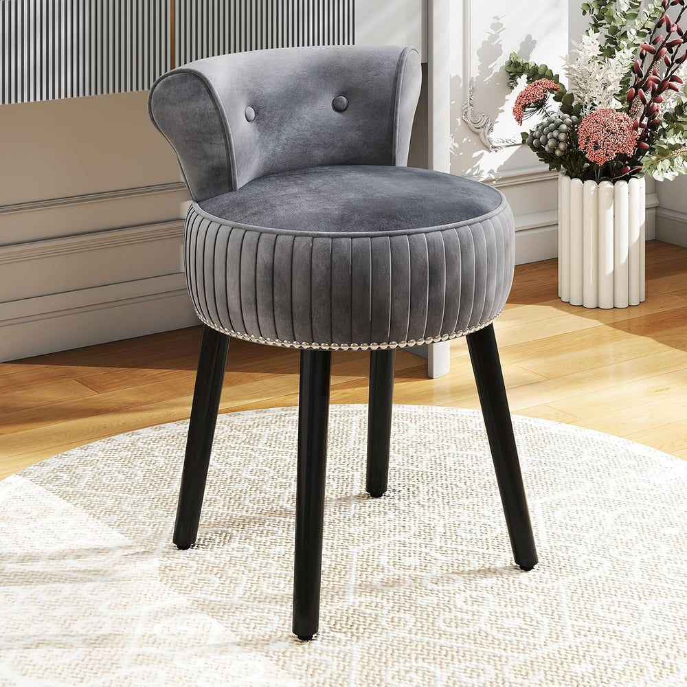 CHARMAID Velvet Vanity Chair for Bedroom, Elegant Accent Chair with Tufted Lo...