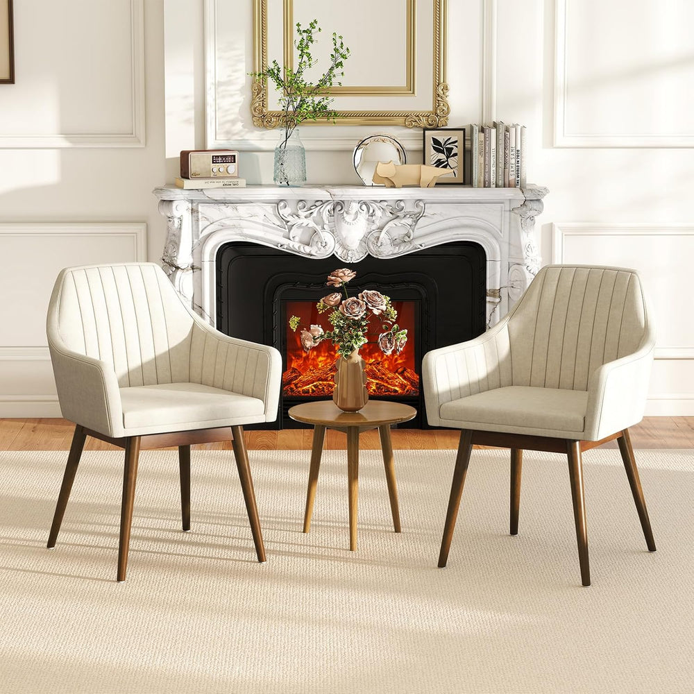 GOFLAME Upholstered Dining Chairs Set of 4, Fabric Kitchen Chairs with Rubber...