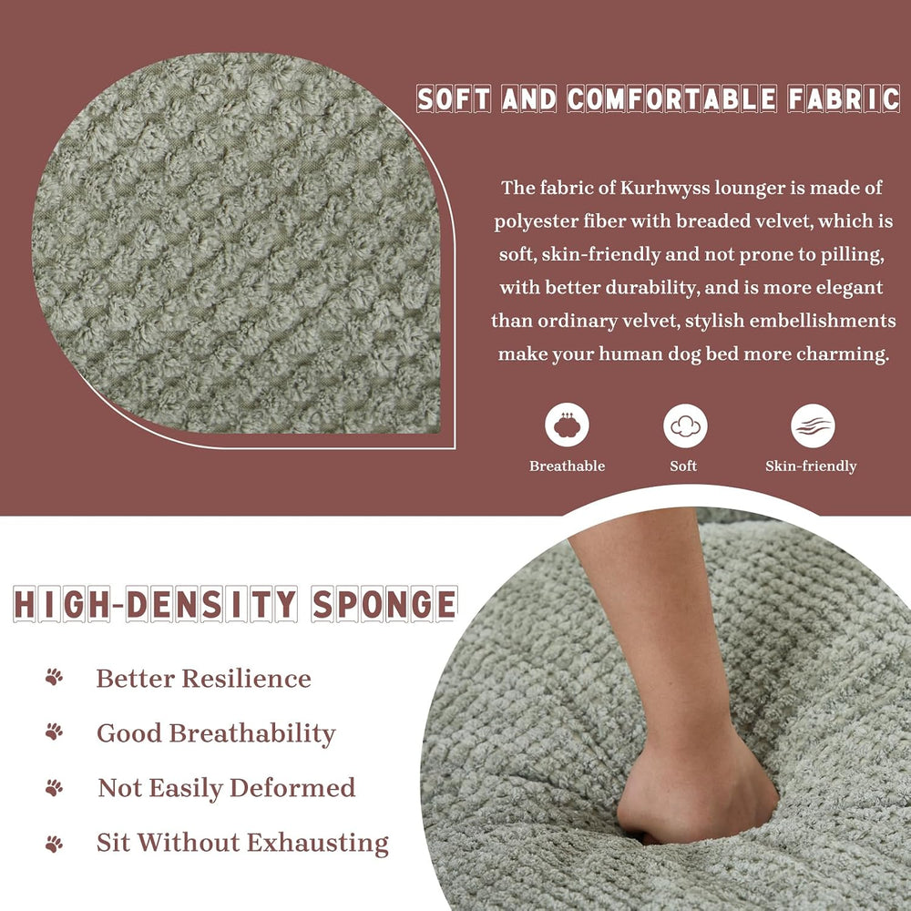 Upholstered Human Dog Bed for Adult & Pets, Convertible Lazy Sofa Bed wit...