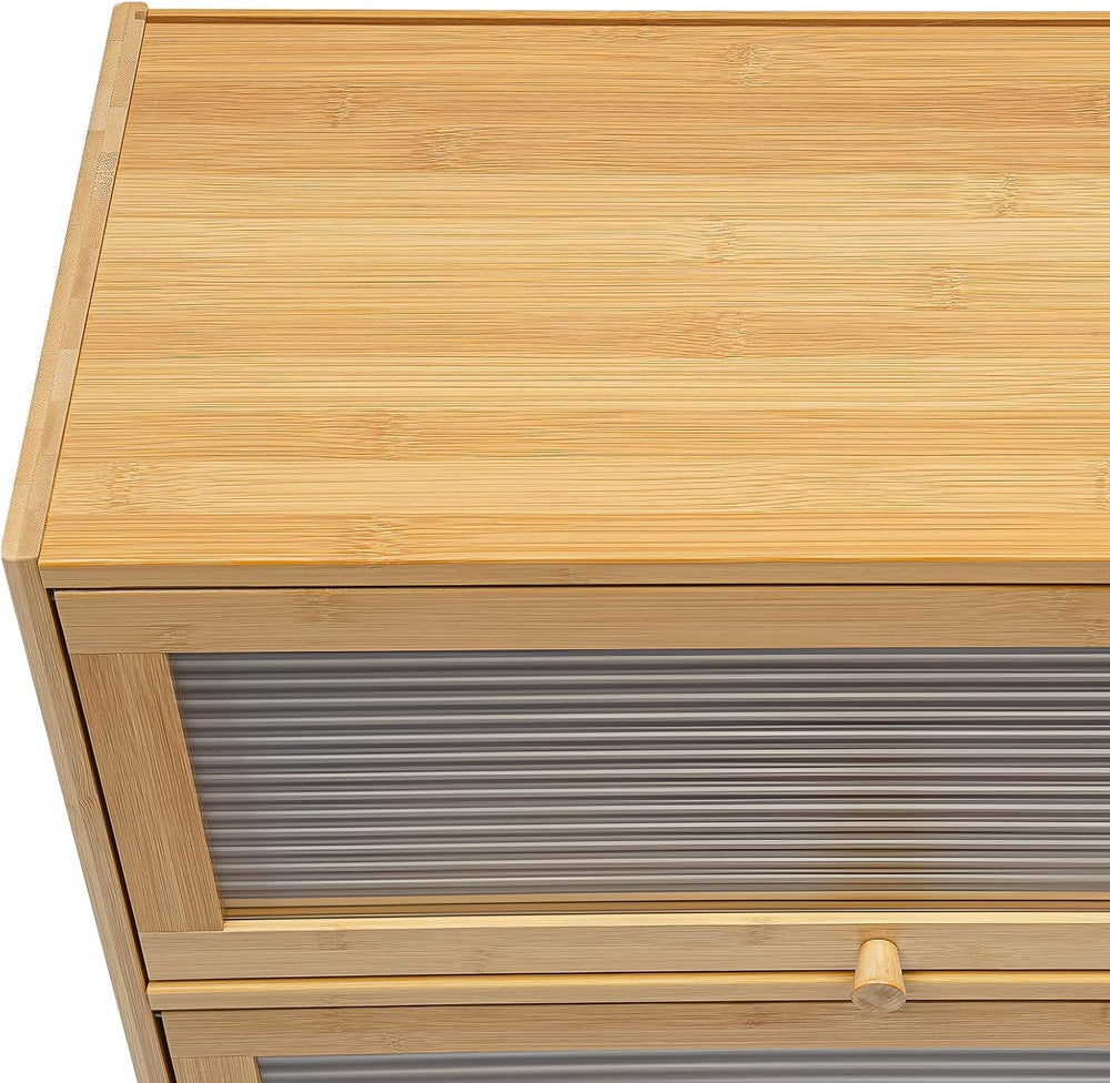 3-Tier Kitchen Storage Cabinet, Countertop Pantry Sideboard with Clear Flip-U...