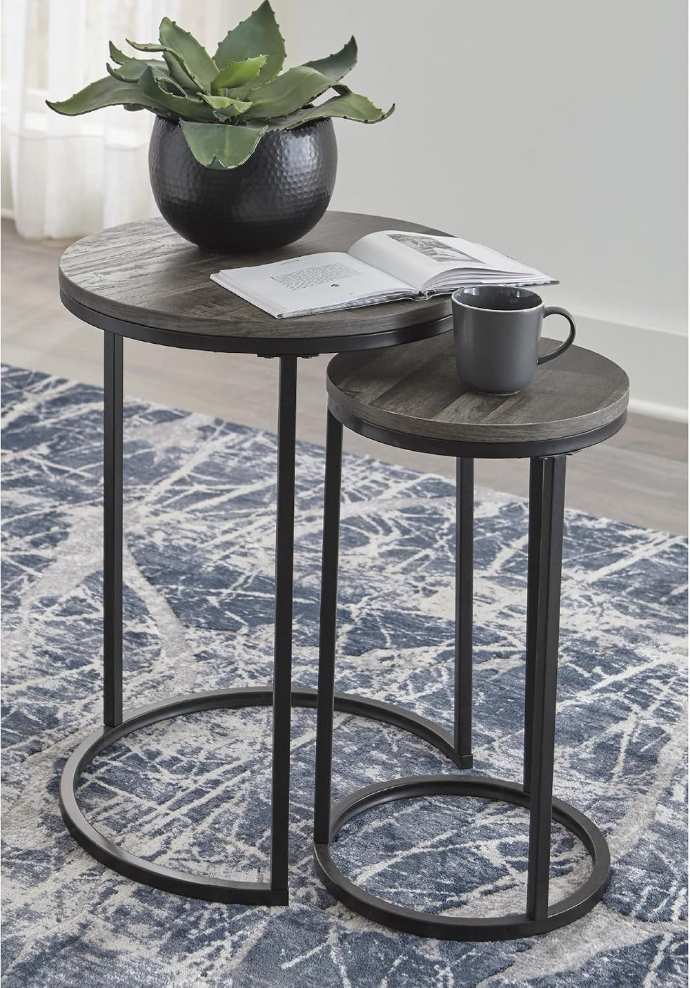 Signature Design by Ashley Gray Round Nesting Tables Set of 2