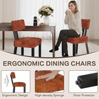 GOTMINSI Mid Century Modern Dining Chairs,Velvet Farmhouse Upholstered Kitchen Chairs, Accent Curved Backrest Dining Room Chairs with Hardwood Legs (Caramel, 4PCS)