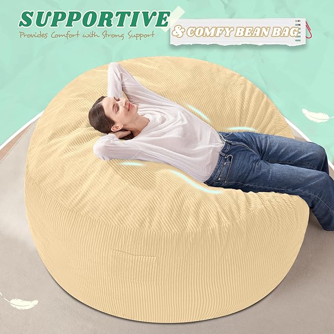 HABUTWAY 4FT Bean Bag Chair,Giant Bean Bag Chairs for Adults,Big Bean Bags wi...