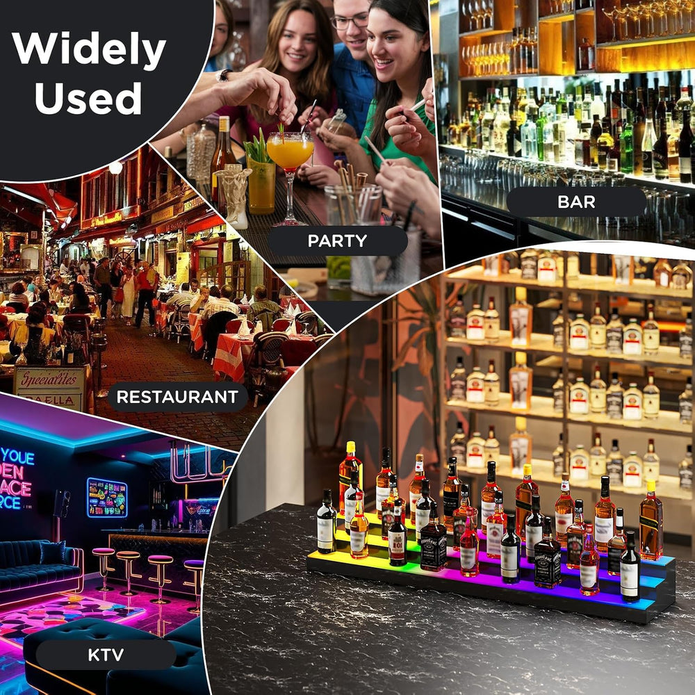 Dethan 3 Tier 60 Inch Extra Large Liquor Bottle Display Shelf – Wall Mounted ...