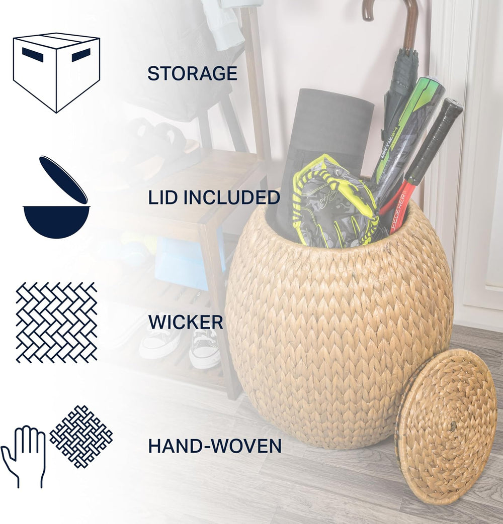 happimess SSL1000A Colt 17" Coastal Bohemian Handwoven Hyacinth Storage ...