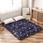 MAXYOYO Japanese Floor Mattress Futon Mattress, 4" Thicken Tatami Mat Sleeping Pad Foldable Roll Up Mat Boys Girls Dormitory Pad Kids Floor Lounger Pillow Bed, Charcoal Grey, Queen Size