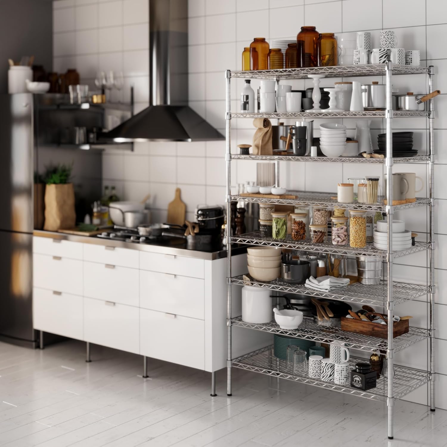 21" Deep x 42" Wide x 74" Height Wire Shelving Kit | 8-Tier | NSF Commercial Storage Rack Unit