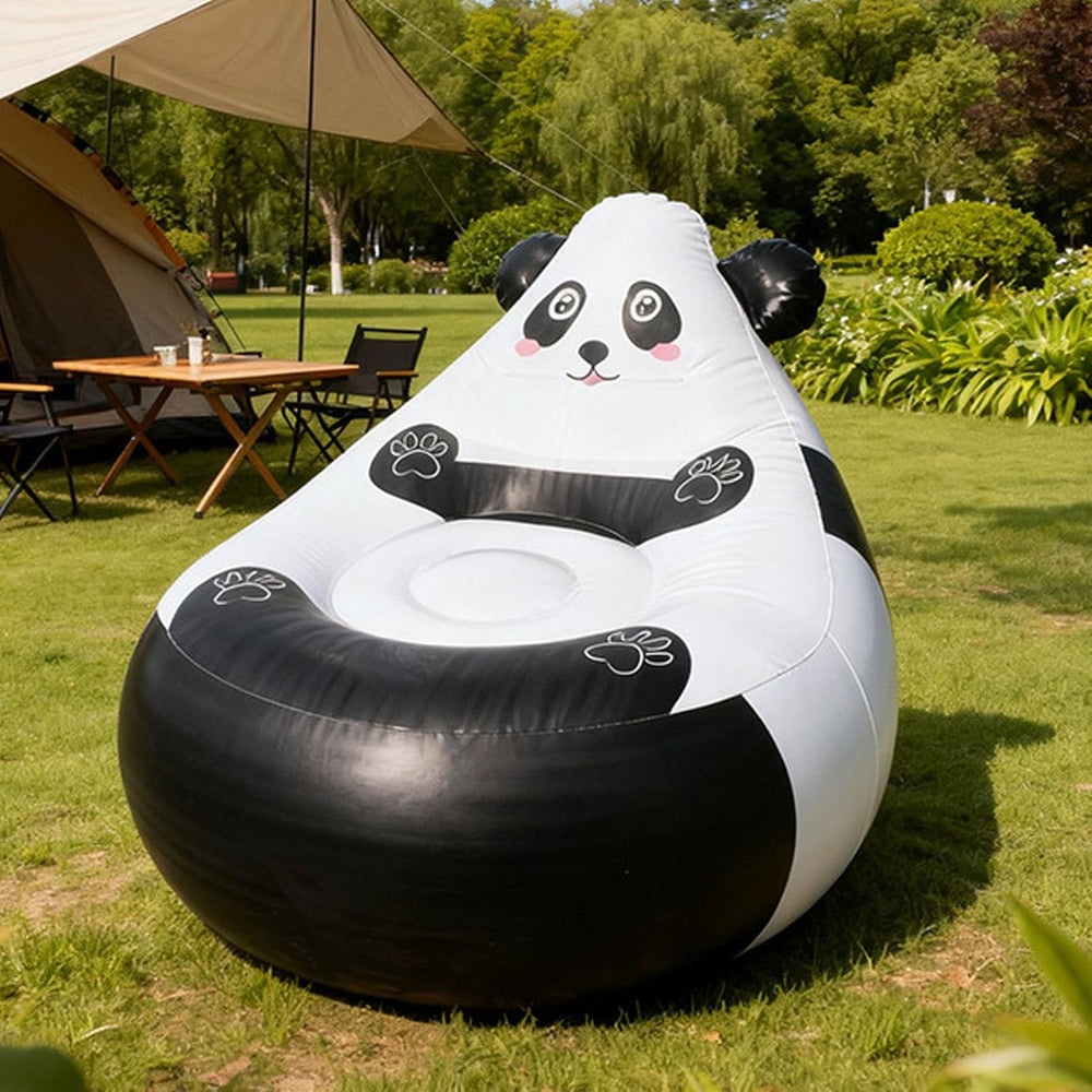 Cute Inflatable Couch Seat with Panda Cartoon, Soft Portable Chair for Garden...
