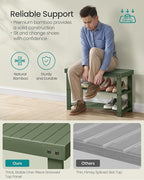 SONGMICS Shoe Rack Bench, 3-Tier Bamboo Shoe Storage Organizer, Entryway Bench, Holds Up to 286 lb, 11.3 x 27.6 x 17.8 Inches, for Entryway Bathroom Bedroom, Forest Green ULBS004C01