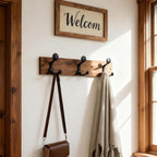 SKOLOO 17-Inch Wood Coat Rack Wall Mount with 3 Triple Hooks - Ideal for Family Entrances, Classrooms, and Pet Supplies Storage - Perfect Coat Hooks for Wall,Charred Golden Brown, Pack of 2