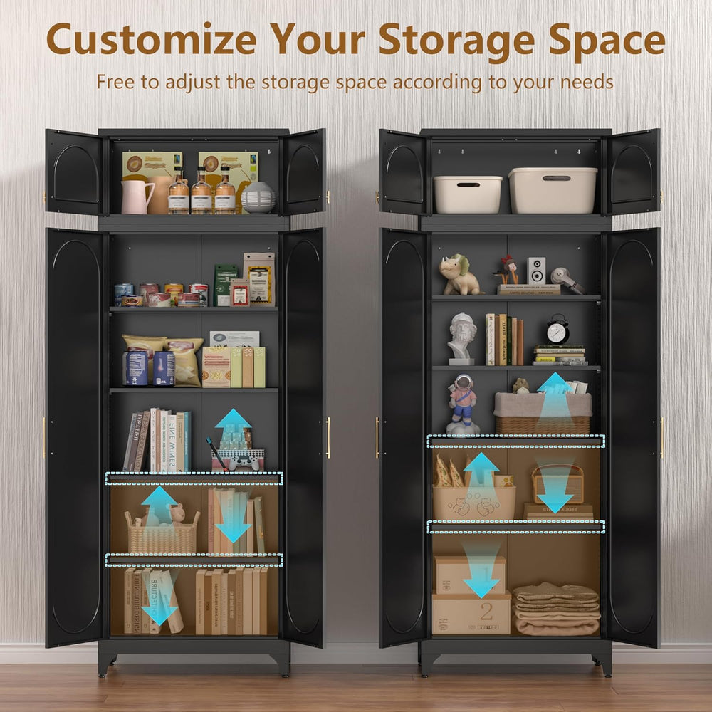 Polup 90" Tall Metal Kitchen Pantry Storage Cabinet with Doors and Shelves