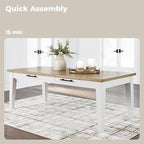Signature Design by Ashley Ashbryn Casual Dining Table with 4 Felt-Lined Drawers for 8 People, White & Light Brown