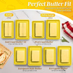 Flexzion Ceramic Yellow European Butter Dish with Lid for Countertop (7 Inch) - Wide 2 Stick Double Butter Holder for Counter, Cream Cheese Container Storage Keeper