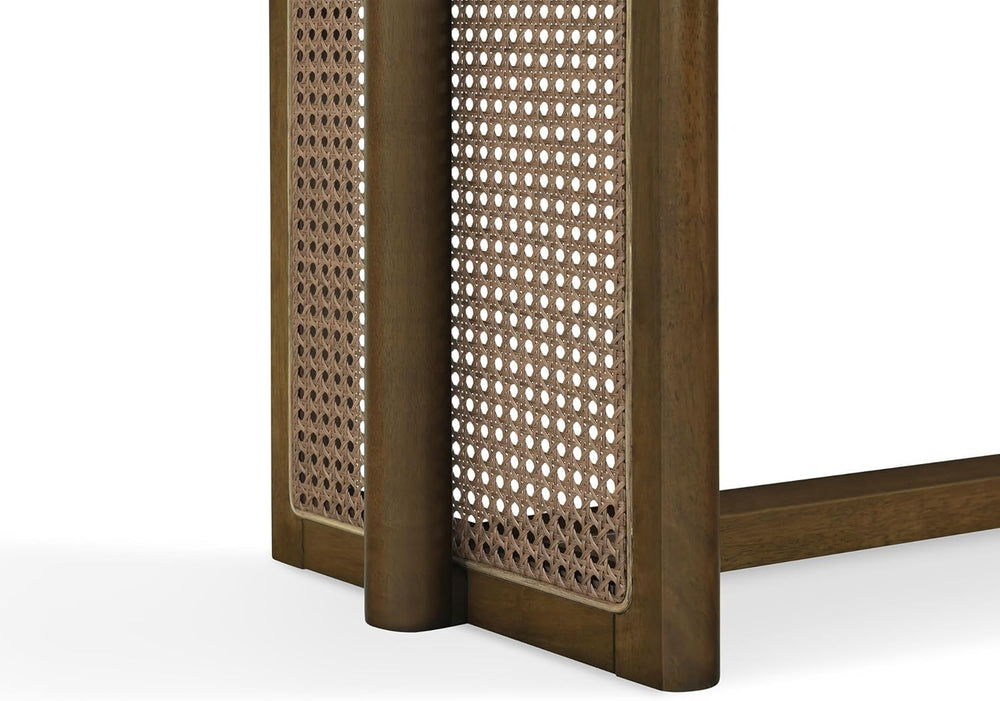 Merax Rustic Rubber Wood 59.06''L Rectangular Dining Bench with Ratta...
