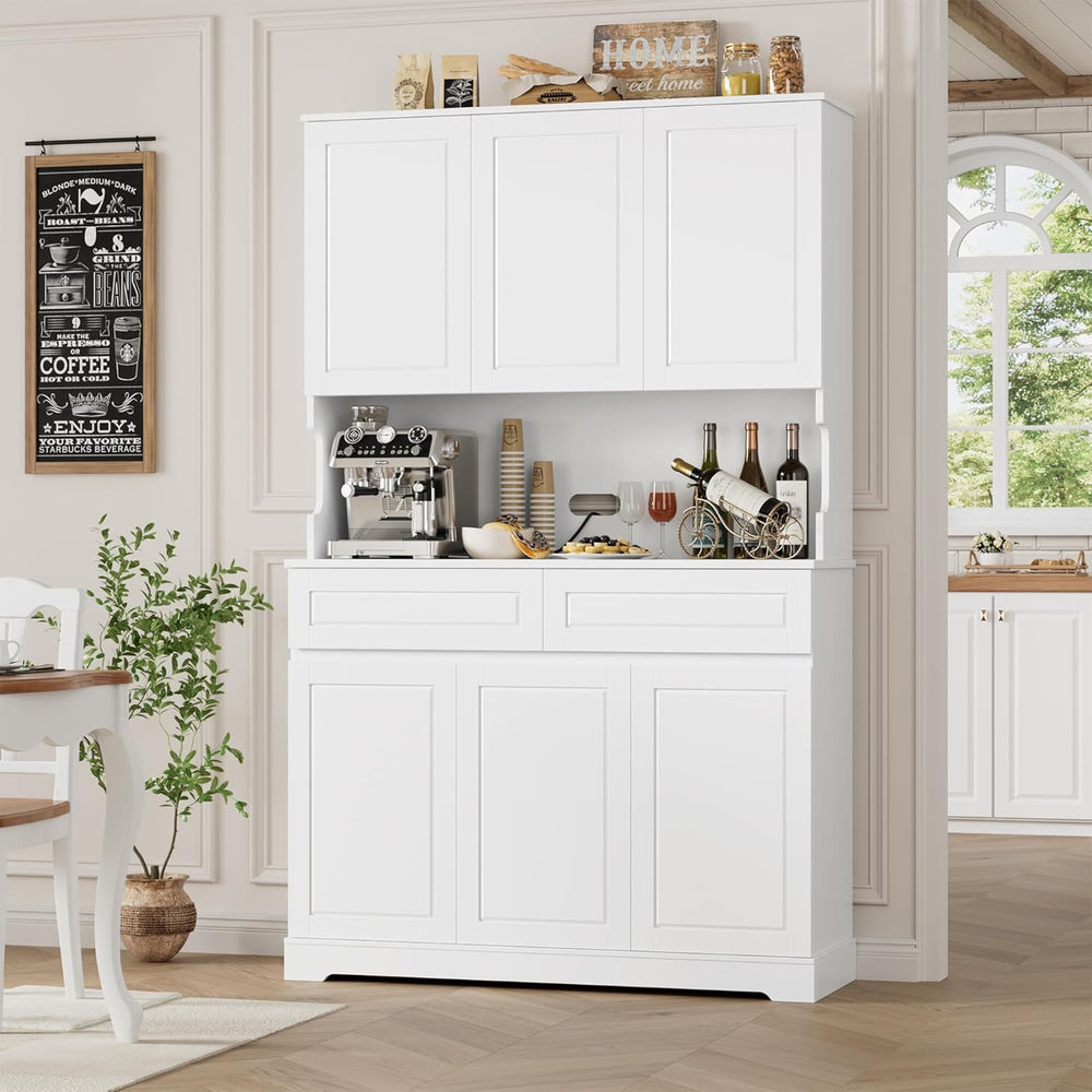 FACBOTALL 74" Pantry Cabinet, Tall Kitchen Pantry with 6 Doors & 2 D...