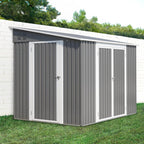 6x8FT Lean to Sheds Metal Outdoor Storage Shed with Floor Frame,Large Tool&Lawn Mower Shed with Two Lockable Doors for Garden Backyard Patio Storage,Outside Waterproof Storage Shed