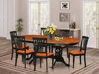 East West Furniture PLAV7-BCH-W 7 Piece Dining Room Furniture Set Consist of an Oval Kitchen Table with Butterfly Leaf and 6 Dining Chairs, 42x78 Inch, Black & Cherry