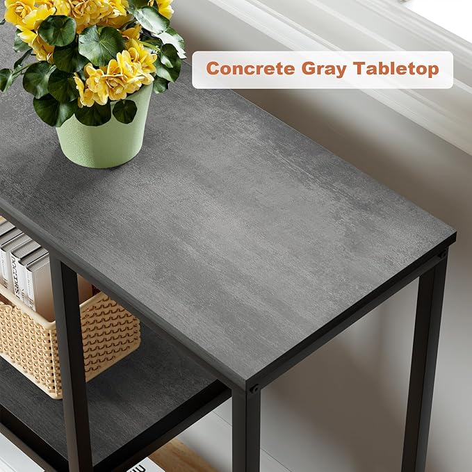 WOHOMO Console Table, 12 Inch Narrow Entryway Table with 3-Tier Storage Shelv...