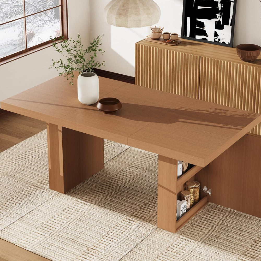 Garvee 70.8" Dining Table for 6 8 10, Modern Dining Room Table with Stor...