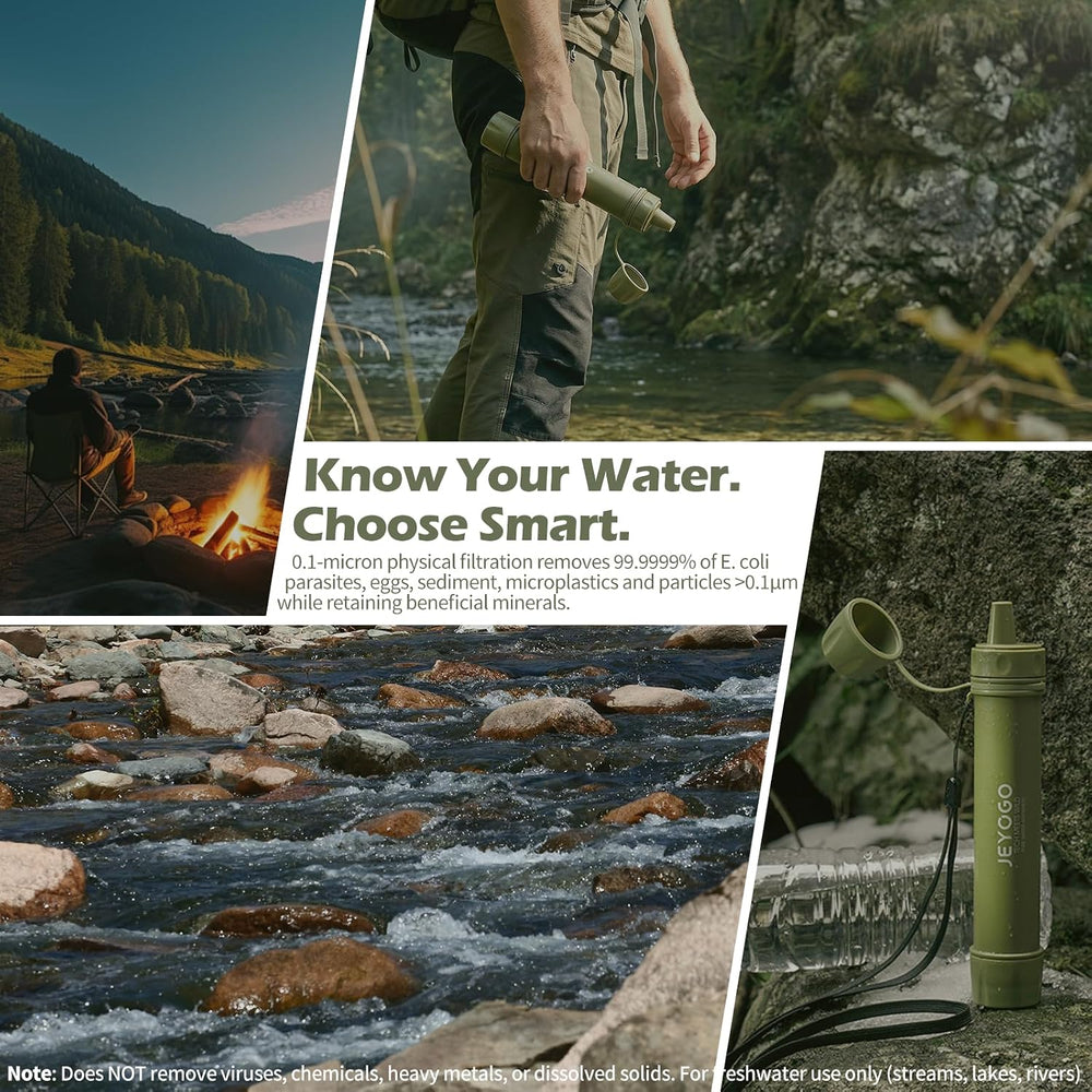 Survival Water Filter Straw - Portable Personal Water Purifier for Hiking, Ca...