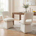 VKNOW Upholstered Swivel Dining Chairs Set of 2, Modern Dining Room Chairs with Open Back, Chenille Fabric Kitchen Chairs for Dining Room, Living Room, Bedroom, Vanity, Beige