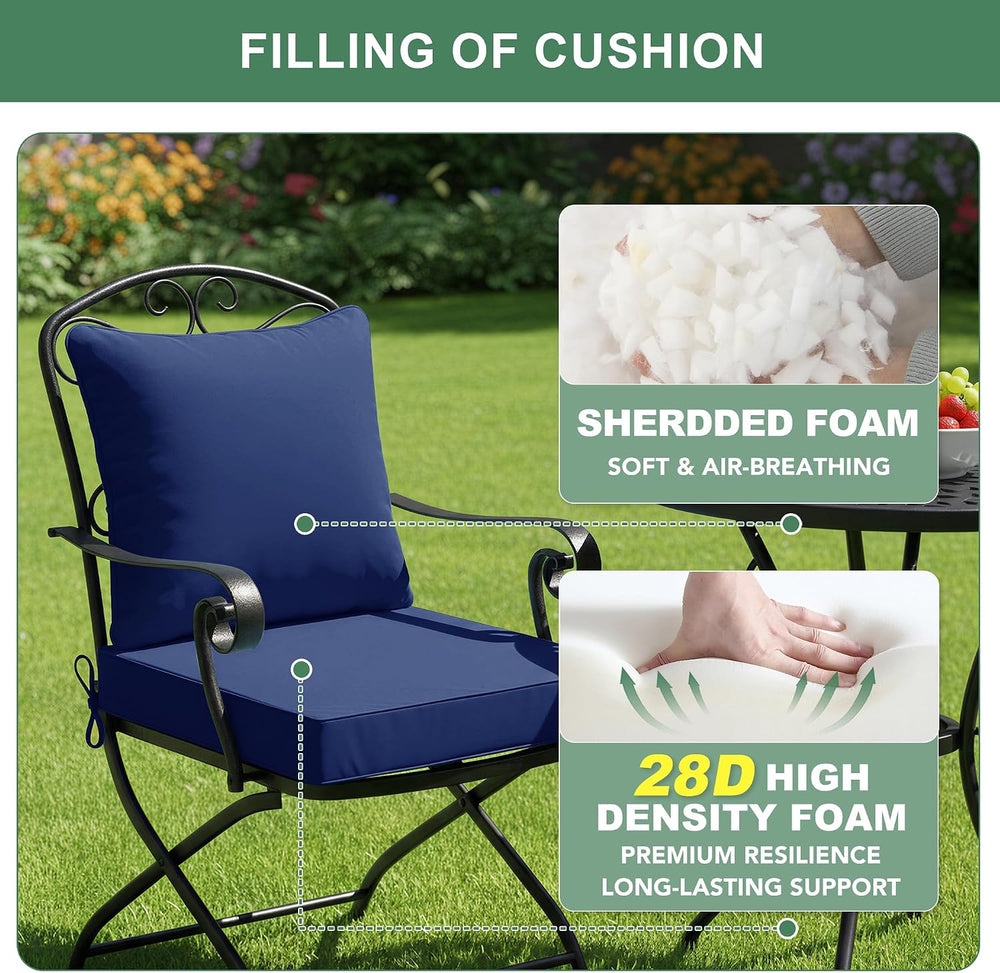 Summsun Patio Cushions for Outdoor Furniture, 22 x 22 in, Navy, Set of 4