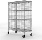 18" W x 60" L x 69" H Heavy Duty Utility Commercial Grade Metal Storage NSF Unit | Chrome Mobile Security Wire Cage Kit