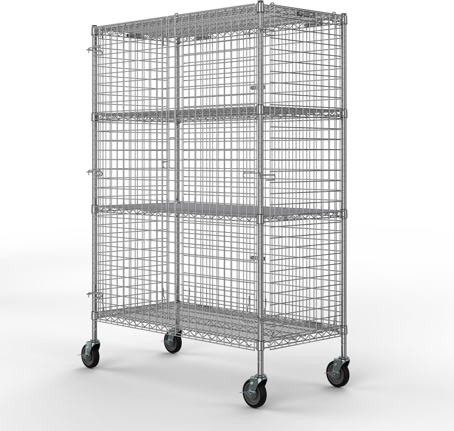 18" W x 60" L x 69" H Heavy Duty Utility Commercial Grade Metal Storage NSF Unit | Chrome Mobile Security Wire Cage Kit