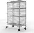24" W x 48" L x 69" H Heavy Duty Utility Commercial Grade Metal Storage NSF Unit | Chrome Mobile Security Wire Cage Kit