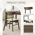 Wooden Dining Chairs Set of 6, Upholstered Modern Dining Room Chairs, Mid Century Oak Kitchen Chairs with Curved Wood Backrest for Kitchen, Restaurant, Farmhouse (Cream Fabric & Walnut Color)