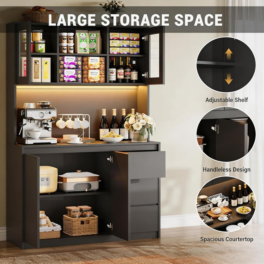 71" Kitchen Pantry Cabinet,Tall Storage Cabinet with Doors & Shelves...